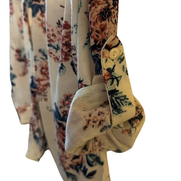 Wishful Park Ivory Floral Lace Button Up Blouse Adjustable Sleeves Size Large - Picture 2 of 7